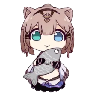 😊 anime, chibi, cat, fish, cartoon telegram sticker