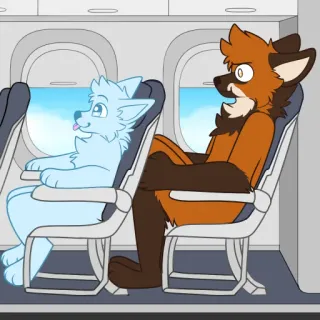 ✈️ Furry, Aereo, Cartone animato, Antropomorfo, Cane, Sedile telegram sticker