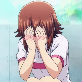 ⚓️ anime, envergonhada, corando, menina, cobrindo o rosto telegram sticker