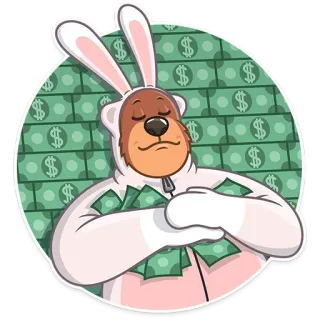 🤑 perro, conejo, dinero, dólar, dibujo animado, animal, personaje whatsapp sticker