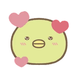🍐 fofo, kawaii, animal, pássaro, corações, amor, adesivo, ilustração telegram sticker
