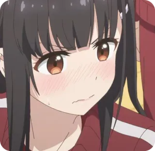 😥 动漫女孩, 卡通人物, 流汗, 担心, 动漫 telegram sticker