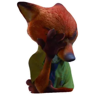 🙈 Nick Wilde Zootopia zorro, personaje, zootopia, facepalm, nick wilde telegram sticker