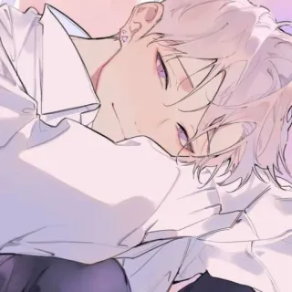 💘 动漫, 男人, 肖像, 唯美, 平静, 困倦, 艺术 telegram sticker