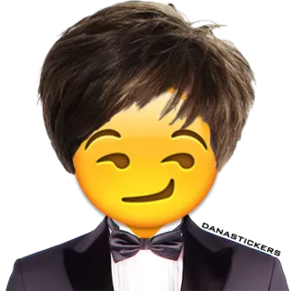 😏 Эмодзи, Смокинг, Ухмыляющееся лицо, Портрет, Смешной telegram sticker
