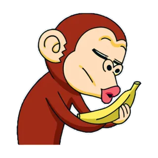 😙 猴子, 香蕉, 卡通, 猿, 动物 telegram sticker