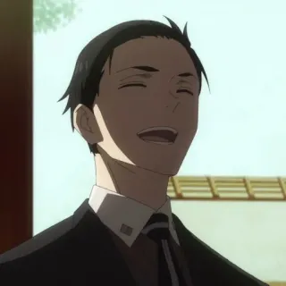 💰 Anime, lächelnd, Charakter, Mann, Anzug telegram sticker