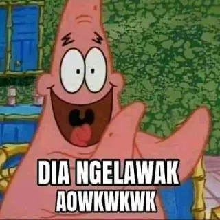 🤣 Patrick Star SpongeBob SquarePants DIA NGELAWAK AOWKWKWK 派大星, 海绵宝宝, 表情包, 搞笑, 卡通 telegram sticker