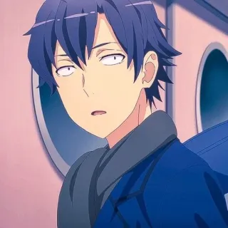 🫓 Hikigaya Hachiman My Teen Romantic Comedy SNAFU อนิเมะ, ตัวละคร, ฮิกิกายะ ฮาจิมัง, ชมรมคนรักโลก, Oregairu, ตลก, สีหน้า whatsapp sticker