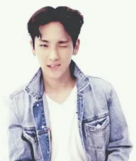 😉 wink, person, denim jacket, korean, asian, male telegram sticker