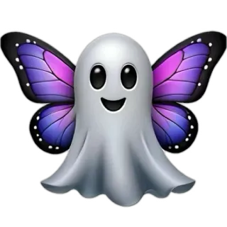 👻 ma, bướm, cánh, dễ thương, biểu tượng cảm xúc, hoạt hình whatsapp sticker