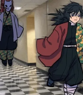 🏃‍♂ Giyu Tomioka, Sakonji Urokodaki Demon Slayer 动漫, 鬼灭之刃, 富冈义勇, 鳞泷左近次 whatsapp sticker