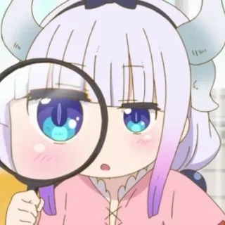 🍬 Kanna Kamui Miss Kobayashi's Dragon Maid 칸나 카무이, 드래곤 메이드, 애니메이션, 돋보기, 귀여운, 카와이 whatsapp sticker