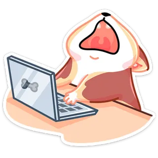 🐕 강아지, 노트북, 뼈, 동물, 만화, 스티커 telegram sticker