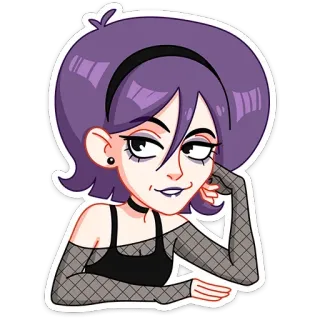 😕 Cartoon, Emo, Mädchen, Goth, Figur, Stil telegram sticker
