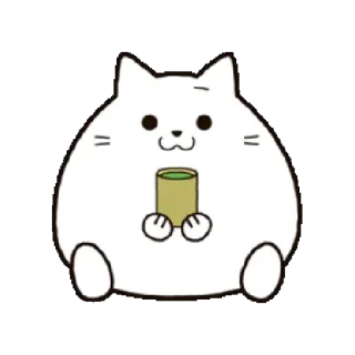 ☕️ cat, cute, kawaii, matcha, tea, white cat, animal telegram sticker