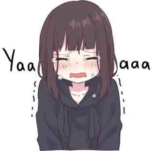 😭 Yaaaaaa Аниме, Плачет, Грустно, Эмоциональный, Девушка, Мультфильм telegram sticker