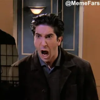 😡 Ross Geller Friends @Memefars เพื่อน, รอสส์ เกลเลอร์, มีม, ตลก, โกรธ telegram sticker