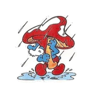 ☔ Smurf การ์ตูน, เห็ด, สเมิร์ฟ, แอนิเมชั่น, สีน้ำเงิน, สีแดง whatsapp sticker