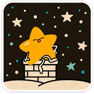 😏 bintang, kartun, malam, cerobong asap, musim dingin, imut telegram sticker