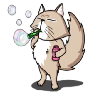 🙃 cat, animal, bubbles, cute, kawaii, cartoon telegram sticker