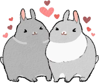 💕 Kaninchen, Liebe, Herzen, Süß, Tiere, Freundschaft, Kawaii telegram sticker
