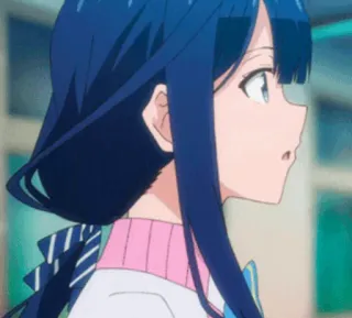 🖇 Anime, Mädchen, blaue Haare, Animation, Schuluniform, Cartoon whatsapp sticker