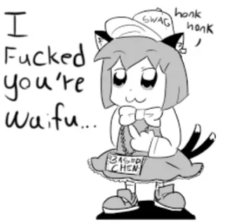 🖕 I fucked you're waifu... Anime, Chica gato, Dedo corazón, Ofensivo, Meme, Dibujo animado whatsapp sticker