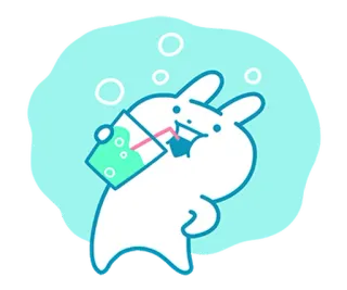 ☀ conejo, bebida, lindo, dibujos animados, refresco, conejito telegram sticker
