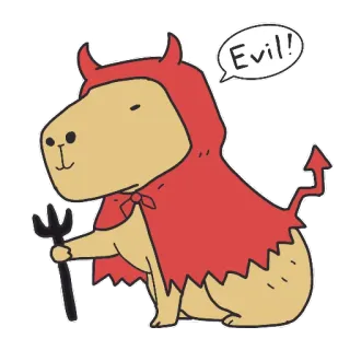 👹 Evil! Capivara, Diabo, Mal, Desenho animado, Fofo, Animal telegram sticker