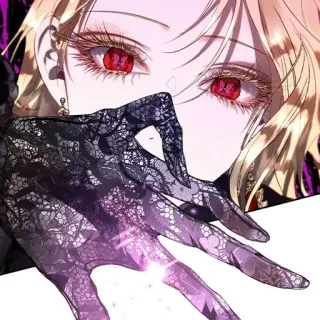 🩸 Anime, Manga, Occhi rossi, Guanto di pizzo, Bellezza, Personaggio telegram sticker