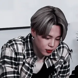 💉 Jimin Jimin, BTS, K-pop, chanteur, chemise à carreaux, homme, coréen, idole telegram sticker