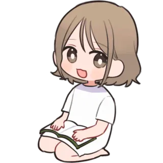 🤨 Аниме, Девочка, Чтение, Книга, Чиби, Милый, Мультфильм telegram sticker