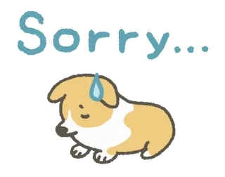 😢 Sorry... hond, sorry, verontschuldiging, schattig, cartoon, corgi whatsapp sticker