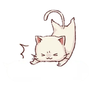 😣 kot, kociak, słodki, zwierzę, rozciąganie, kreskówka, biały kot telegram sticker