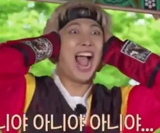 😱 니야 아니야 아니야 personne, surprise, coréen telegram sticker