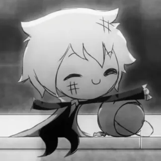🖤 Desenho animado, Personagem, Escala de cinza, Bonito, Arte digital telegram sticker