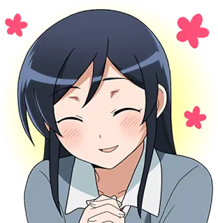☺️ Anime, Dziewczyna, Szczęśliwa, Uśmiech, Słodka, Postać telegram sticker