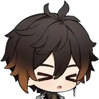😣 Zhongli Genshin Impact anime, game, character, chibi, genshin impact telegram sticker