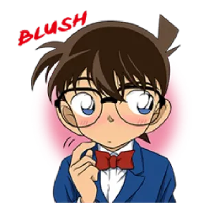 👀 Conan Edogawa Detective Conan Blush anime, detective, boy, blush, cartoon whatsapp sticker