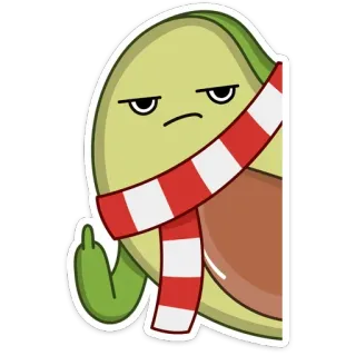 🖕 avocat, doigt d'honneur, impoli, autocollant, dessin animé, fruit telegram sticker