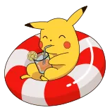 🌠 Pikachu Pikachu, Pokémon, Anime, Kreskówka, Plaża, Napój, Lato, Materac telegram sticker