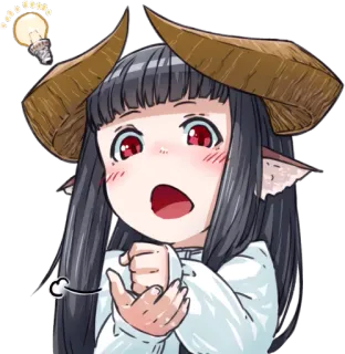 💡 アニメ, マンガ, 角, 女の子, 漫画, ステッカー, エルフ耳 telegram sticker