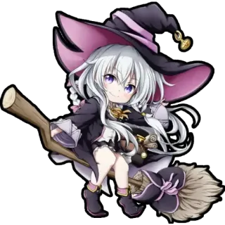 😍 sorcière, anime, chibi, magie, fantaisie, balai, mignon, dessin animé telegram sticker