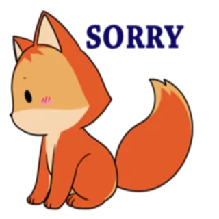 😔 SORRY zorro, lindo, disculpa, animal, dibujos animados telegram sticker