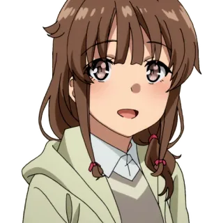 👋 动漫, 卡通, 女孩, 卡哇伊, 可爱, 棕发, 角色, 微笑 telegram sticker