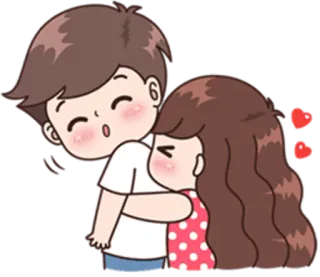 😘 amour, couple, câlin, dessin animé, romance telegram sticker