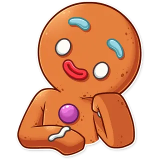 🙂 boneco de gengibre, biscoito, fofo, desenho animado, doce, feriado, sobremesa telegram sticker