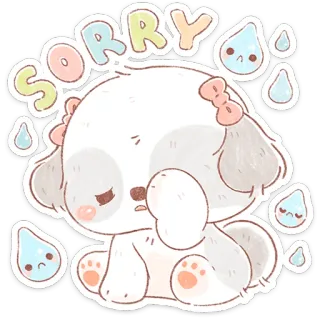 😓 SORRY anak anjing, permintaan maaf, imut, sedih, kawaii, air mata, anjing, maaf telegram sticker