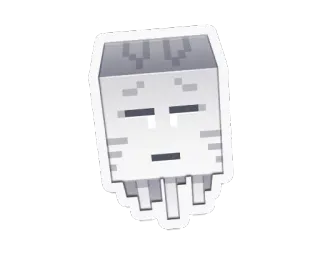 👻 Ghast Minecraft videogame, spook, wit, vierkant, wezen, monster telegram sticker
